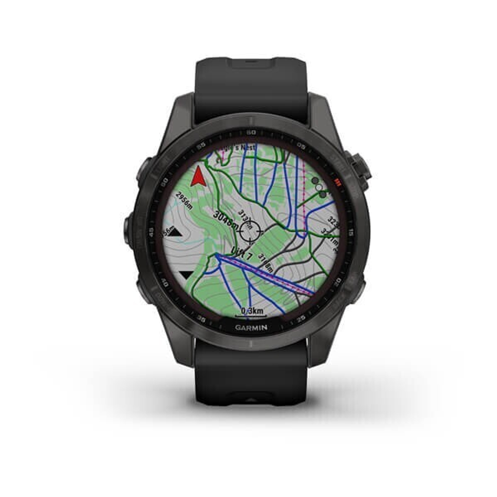 Умные часы Garmin Fenix 7 Sapphire Solar Титан DLC Carbon Grey с черным ремешком 47 мм