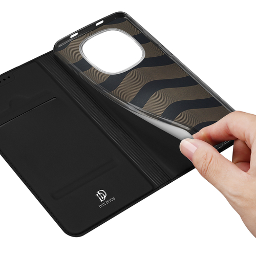 Чехол книжка из PU кожи черного цвета для Xiaomi Redmi Note 15 Pro 5G, серия Skin Pro Series от Dux Ducis