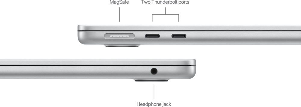 Ноутбук Apple MacBook Air A3113 M3 8 core 16Gb SSD256Gb/8 core GPU 13.6" Liquid Retina (2560x1664) macOS silver WiFi BT Cam (MC8H4LL/A)