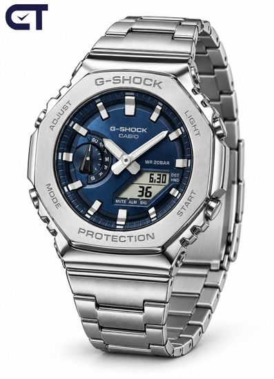 CASIO GM-2110D-2B G-SHOCK мужские наручные часы — металлический G-SHOCK, тёмно-синий циферблат и водостойкость 200 м