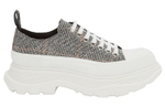 Alexander McQueen Tread Slick Ankle Length Combat Boots Women"s Black White Silver