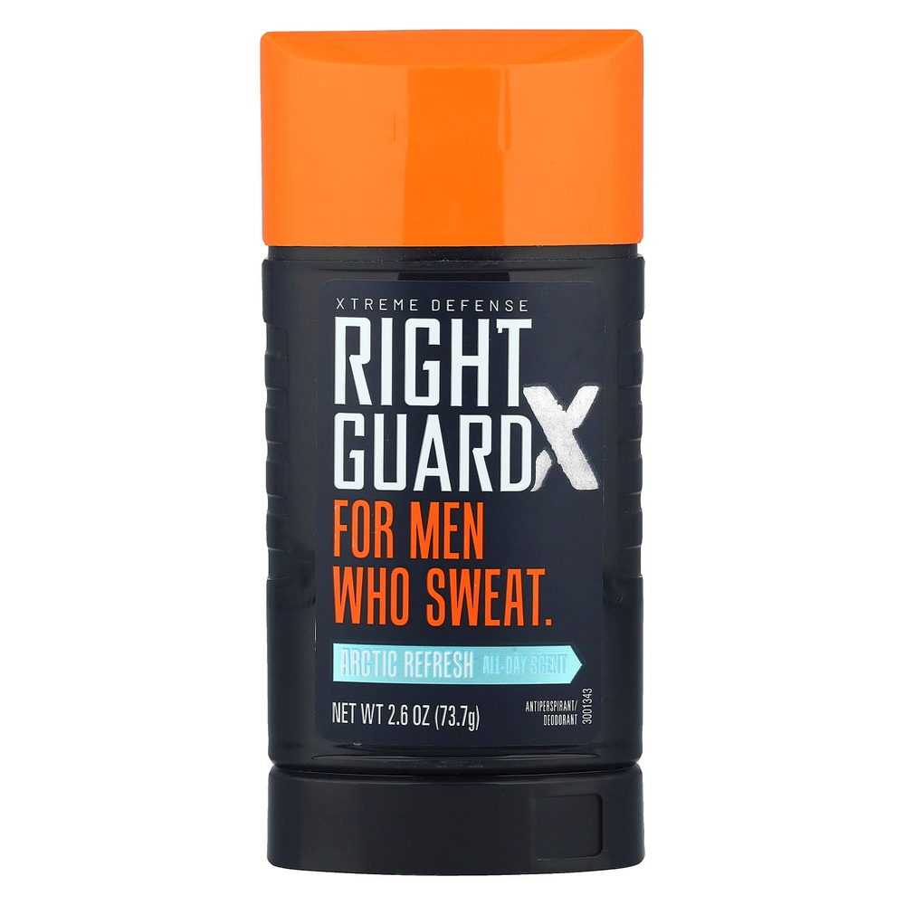 Right Guard, Xtreme Defense, антиперспирант / дезодорант, Arctic Refresh, 73,7 г (2,6 унции)