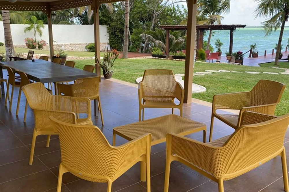 Столик пластиковый журнальный, Nardi Net Table 100, горчичный
