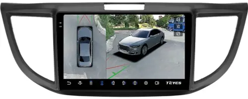 Магнитола для Honda CR-V 4 2012-2016 (большая рамка 9) - Teyes CC3-2K-360 на Android 10, Быстрая, 2K QLED, CarPlay, 4G SIM-слот, 4 камеры в комплекте