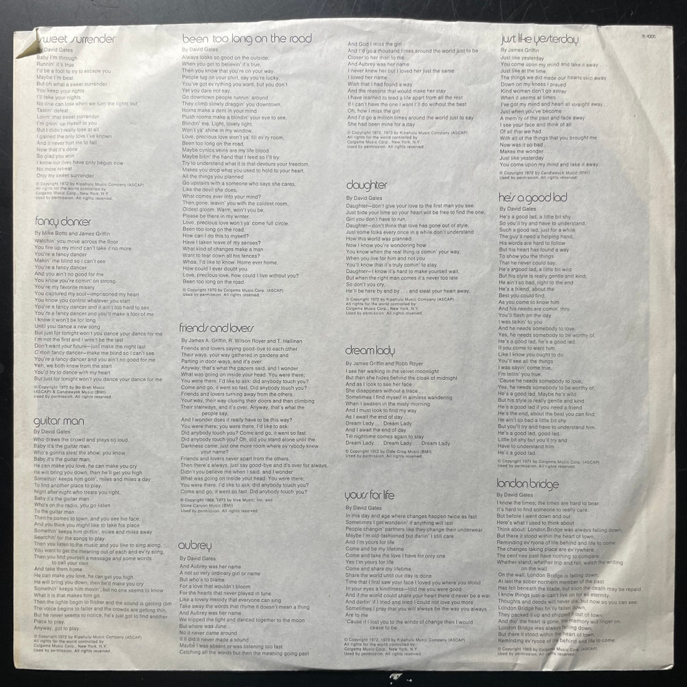Bread ‎– The Best Of Bread Volume Two (США 1974г.)