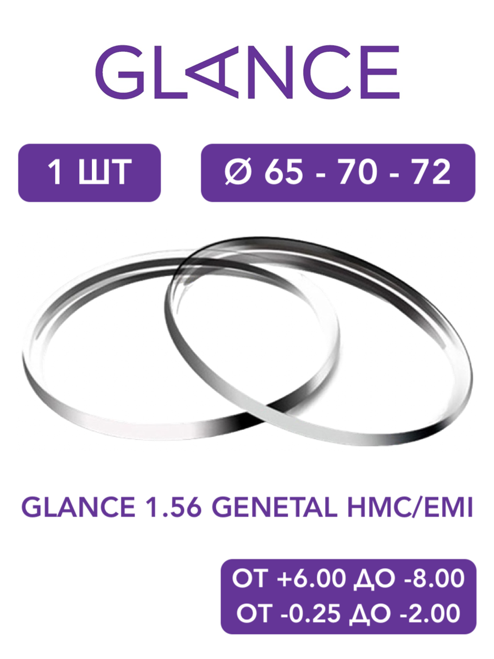 Линза для очков Glance 1.56 General HMC/EMI