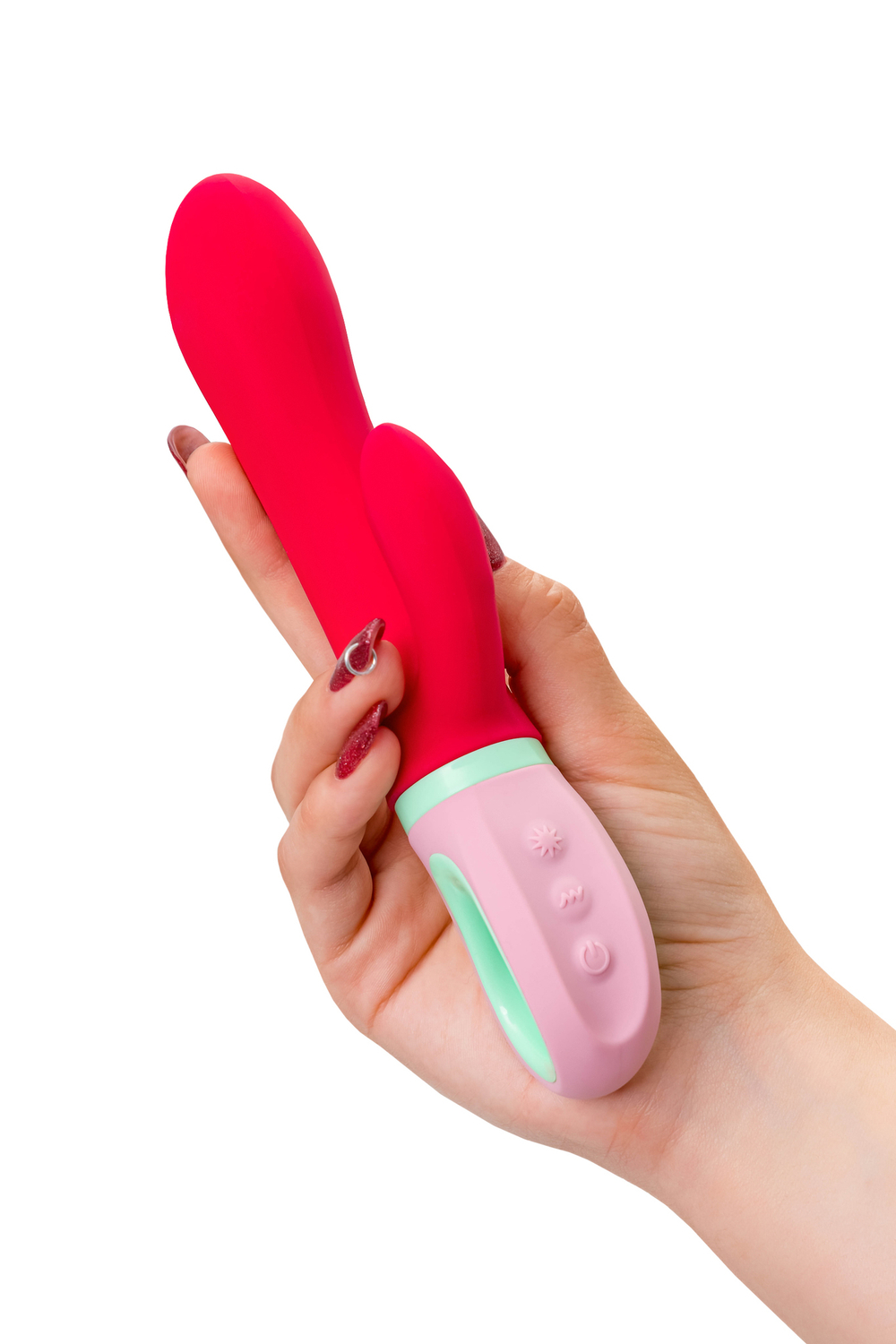Вибратор с клиторальным стимулятором Flovetta Petunia красный 19 см