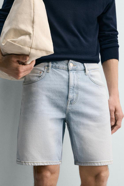 ZARA ДЖИНСОВЫЕ ШОРТЫ REGULAR FIT, ГОЛУБОЙ