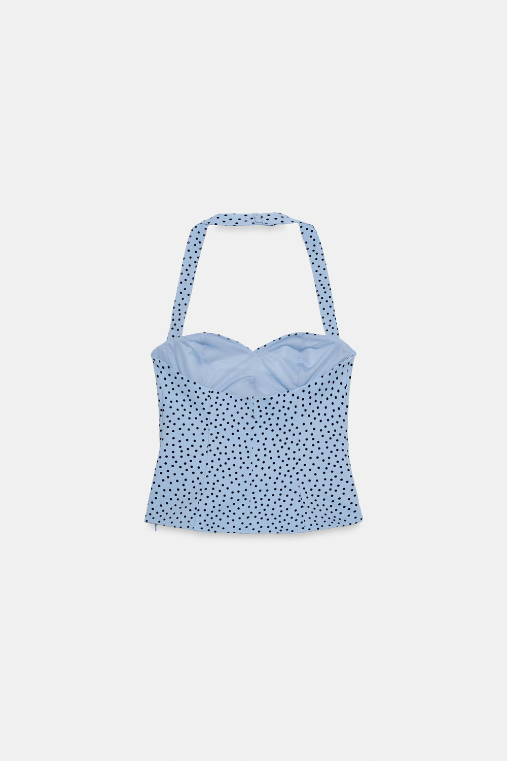 ZARA ТОП С ГОРЛОВИНОЙ ХАЛТЕР И ВЫРЕЗОМ СЕРДЕЧКОМ, ВЫЦВЕТШИЙ СИНИЙ