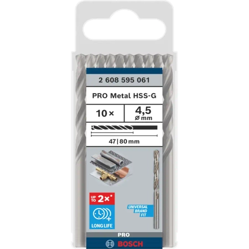 Свёрла по металлу 4,5 мм HSS 10 шт. BOSCH 2608595061