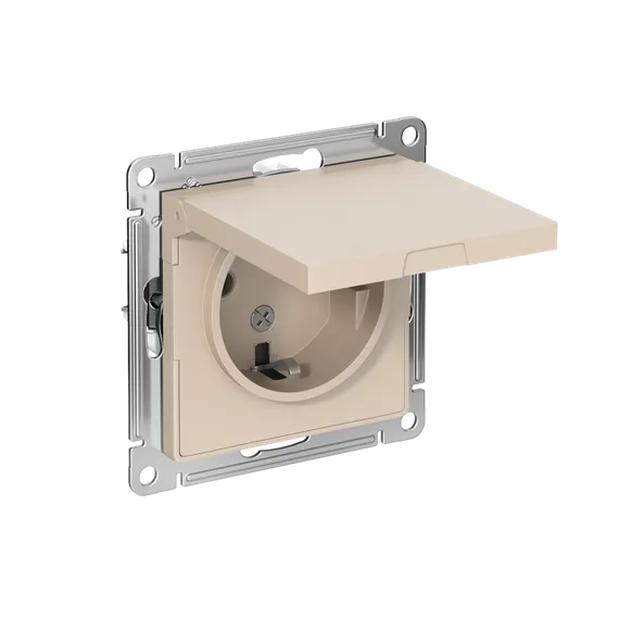 Розетка с крышкой Systeme Electric AtlasDesign Песочный ATN001246