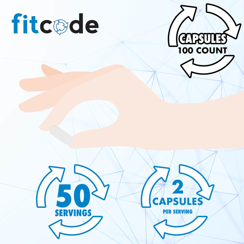 fitcode, L-аргинин, 100 капсул (750 мг в 1 капсуле)