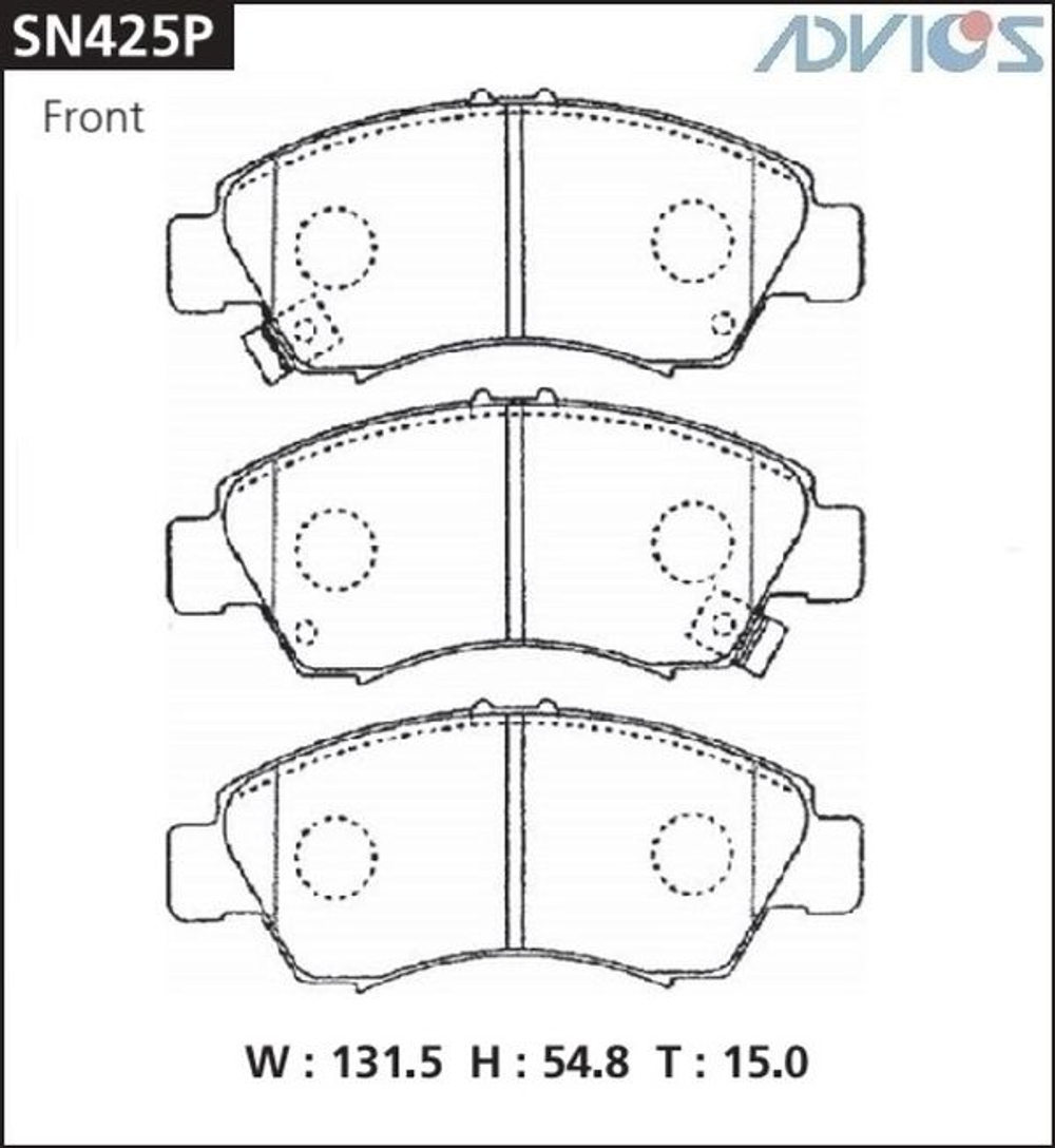 Дисковые тормозные колодки ADVICS передние SN425P