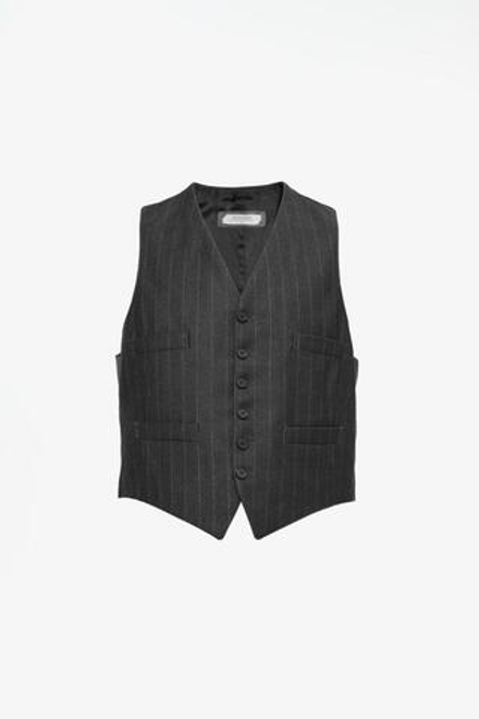 ZARA X JOHN GALLIANO ЖИЛЕТ ИЗ 100% ШЕРСТИ В ПОЛОСКУ LIMITED EDITION, ЧЕРНЫЙ