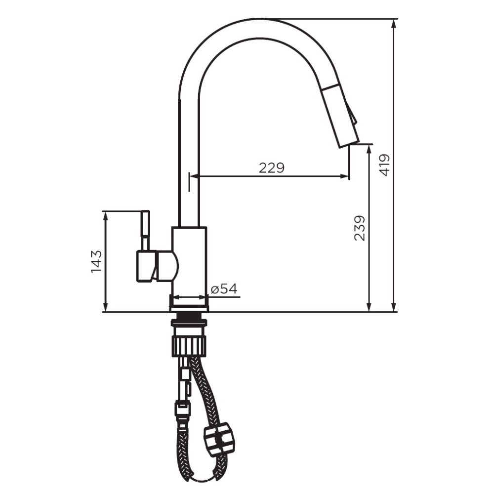 Смеситель для кухни с вытяжным изливом Dorff Logic D3007522