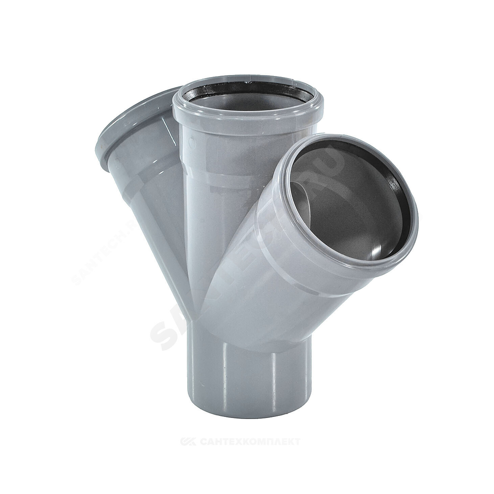 Крестовина PP-H 1-плоскостная серый BASE Дн 50х50х50х45гр б/нап в/к VALFEX 27105050