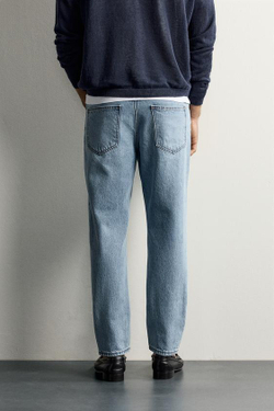 ZARA УКОРОЧЕННЫЕ ДЖИНСЫ SLIM FIT, ГОЛУБОЙ