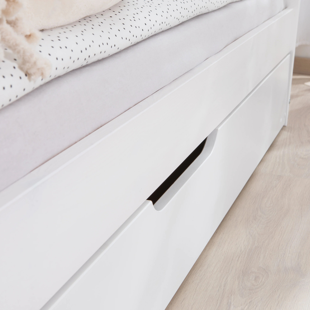 Dipriz Кровать 90х200 Бонни из сосны с выдвижным спальным местом и 2 основаниями, белая