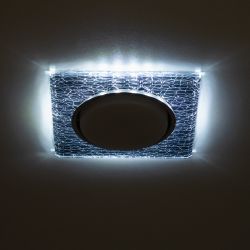 Светильник встраиваемый cо светодиодной подсветкой ЭРА DK LD50 WH/BK под лампу GX53 белый/черный | Встраиваемые LED светильники