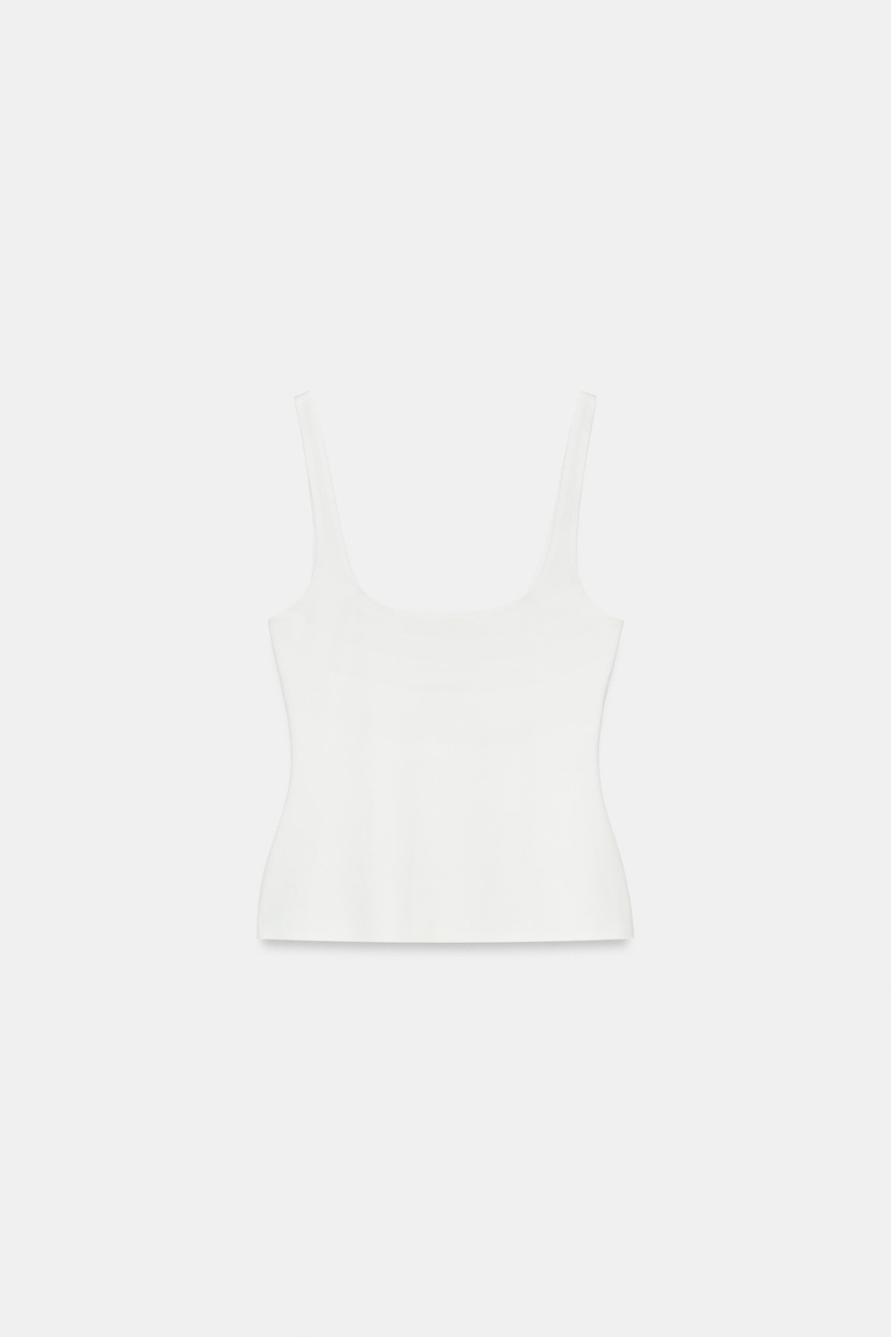 ZARA ТОП ИЗ ПОЛИАМИДА НА БРЕТЕЛЯХ, БЕЛЫЙ