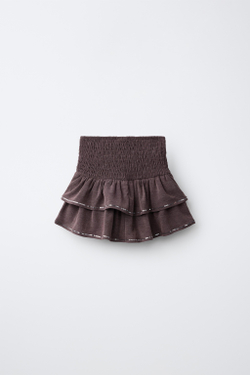 ZARA ЮБКА С ВОЛАНАМИ И ПАЙЕТКАМИ, БАКЛАЖАННЫЙ