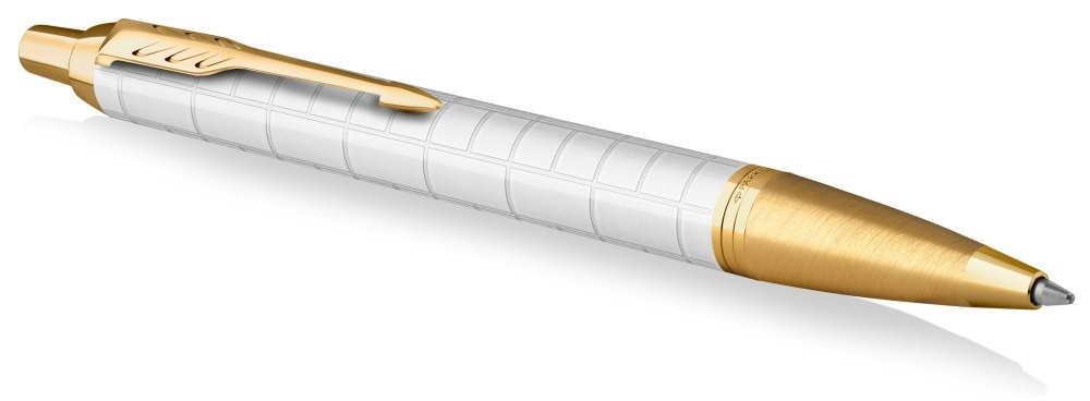 Подарочный набор: Ручка шариковая Parker IM Premium K318 Pearl GT, цвет чернил синий и белый недатированный ежедневник с золотым срезом