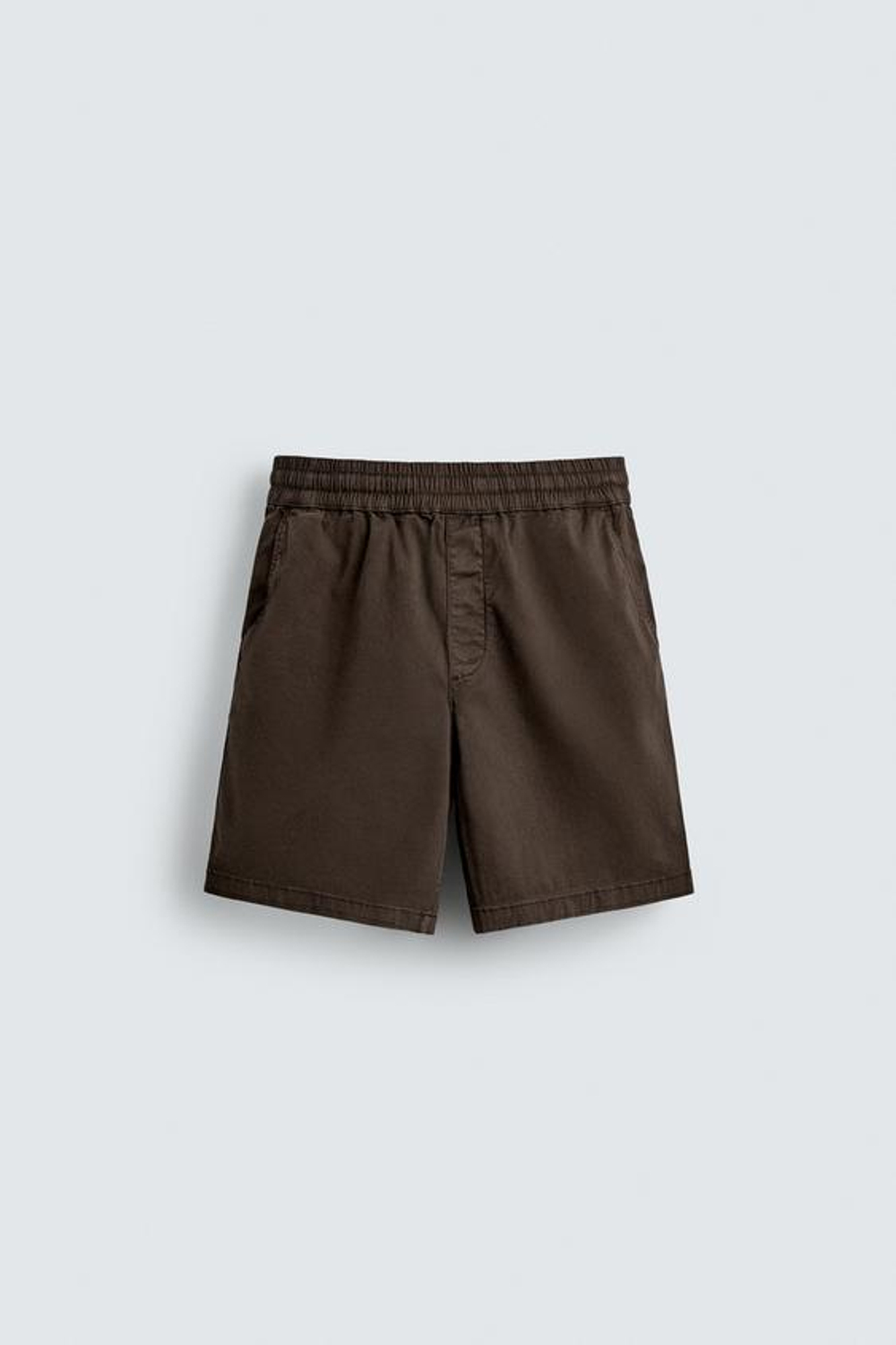 ZARA ШОРТЫ ИЗ ТВИЛА RELAXED FIT, КОРИЧНЕВЫЙ