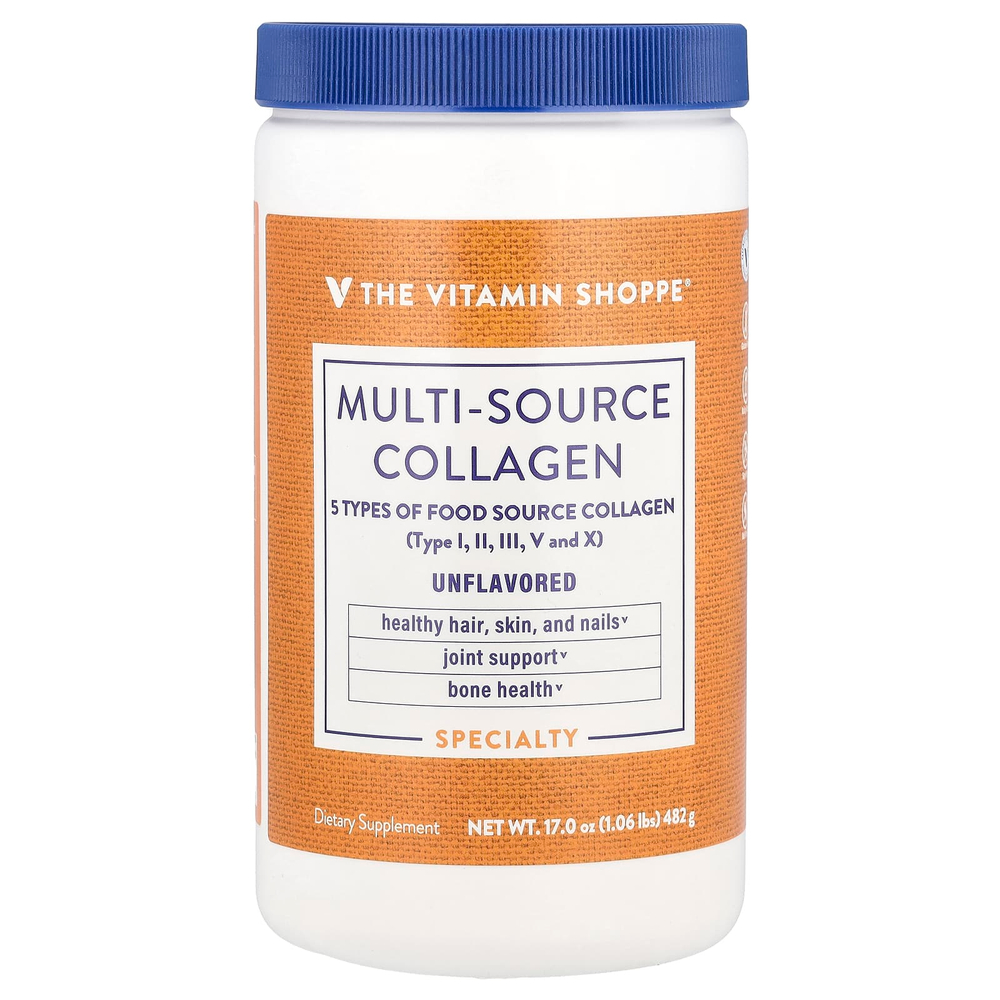 The Vitamin Shoppe, Multi-Source Collagen, без добавок, 482 г (1,06 фунта)