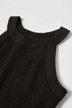 ZARA ТОП С ГОРЛОВИНОЙ ХАЛТЕР И ДЕТАЛЯМИ В РУБЧИК, ЧЕРНЫЙ