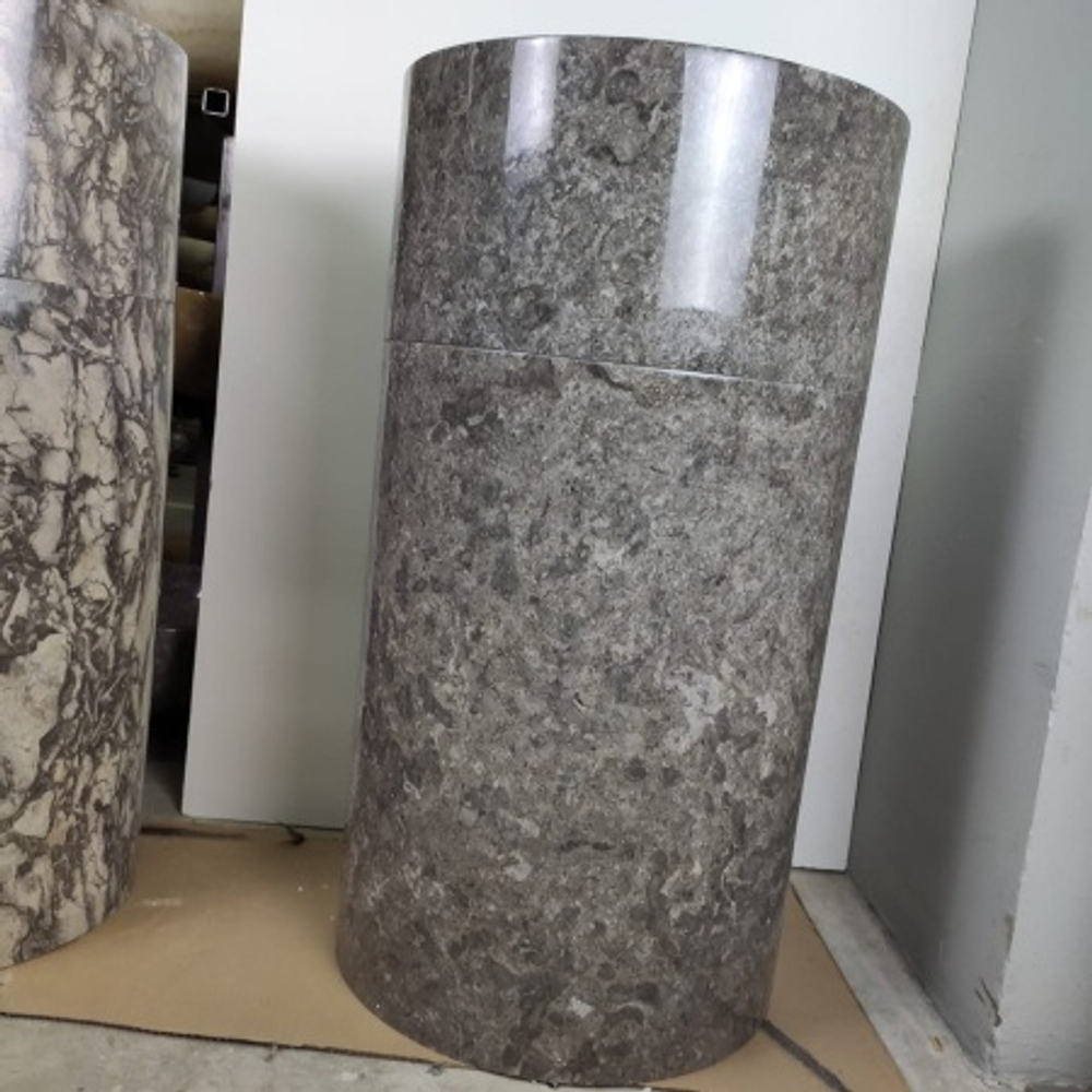 Раковина напольная из мрамора Silinder Full Polish Grey MN-0400 (50*50*90 см)