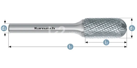 Борфреза твердосплавная Karnasch форма C, 3х14х3х38 мм, насечка HP-4, без покрытия, арт. 11.3022-025