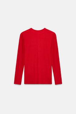 ZARA ФУТБОЛКА ИЗ ЛИОЦЕЛЛА С КРУГЛЫМ ВЫРЕЗОМ, КРАСНЫЙ
