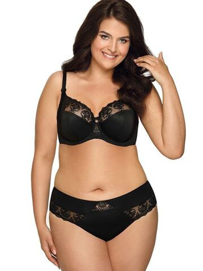 Бюстгальтер plus size на косточках с нежными кружевными элементами (Размер: 75J) (Цвет: черный)