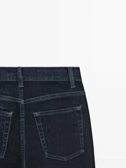 Massimo Dutti Джинсы расклешенные с высокой талией и бархатистой отделкой, темно-синий
