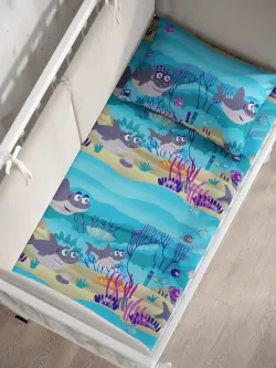 Постельное белье детское бязь Сказка "Семья Акул"