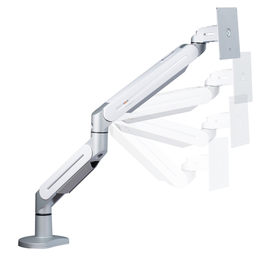 ErgoFount DFS-102G Настольное крепление для монитора диагональю до 27'' с двухколенным вылетом, газово-пружинным амортизатором и струбциной к столу типа "G". Цвет - серебристый
