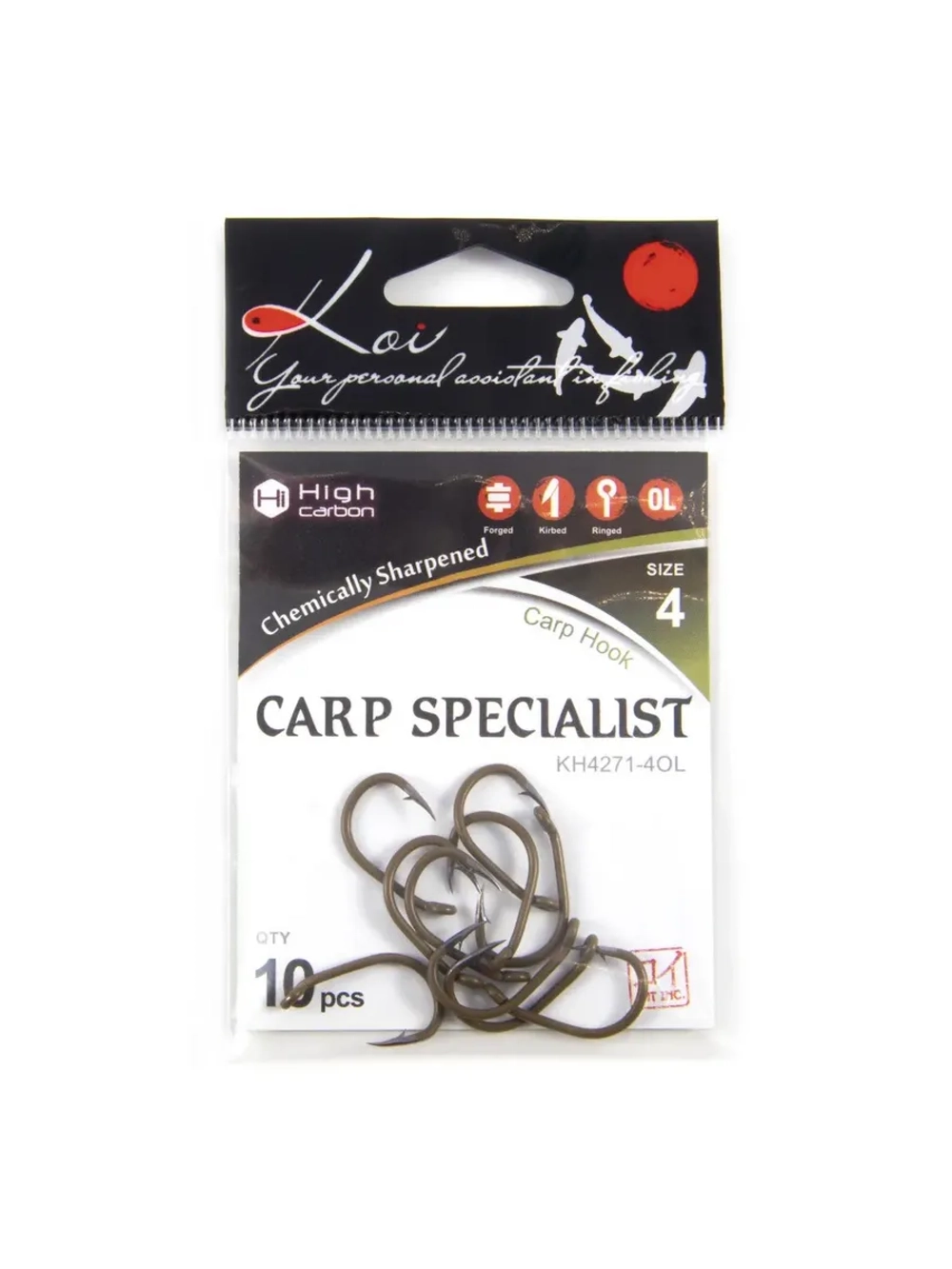 Крючок KOI "CARP SPECIALIST ", размер 4