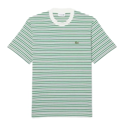 Мужская теннисная футболка Lacoste Thick Cotton Striped - fairway/fluor