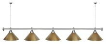 Лампа STARTBILLIARDS 5 пл. (плафоны коричневые,штанга золотая,фурнитура золото)
