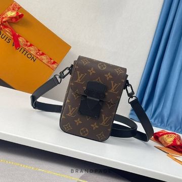 Сумка-бумажник коричневая с чёрной отделкой от Louis Vuitton S-Lock Vertical BP5-028272