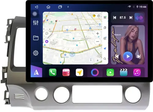 Магнитола для Honda Civic 8 4d 2005-2012 (левый руль, рамка 10) - FarCar GX877 монитор 13" 2K QLED на Android 14, S500+TS20, Быстрейшая, CarPlay, 4G SIM-слот