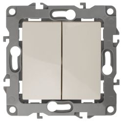 12-1104-02 ЭРА Выключатель двойной, 10АХ-250В, IP20, Эра12, слоновая кость | Эра 12