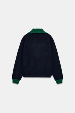 ZARA КАРДИГАН С ЗАСТЕЖКОЙ-МОЛНИЕЙ, МОРСКОЙ СИНИЙ