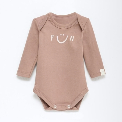 Боди с дл. рукавом "Fun" р.74-80 см, бежевый 9539127 (Крошка Я)