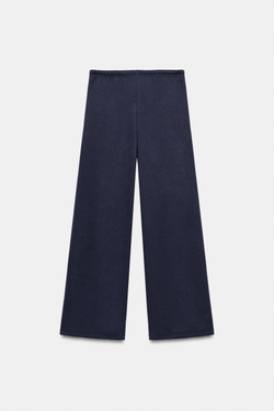 ZARA БАЗОВЫЕ БРЮКИ ПРЯМОГО КРОЯ, МОРСКОЙ СИНИЙ