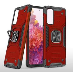Противоударный чехол для Xiaomi 12T / 12T Pro красный с пластиной для магнитного автодержателя и кольцом подставкой