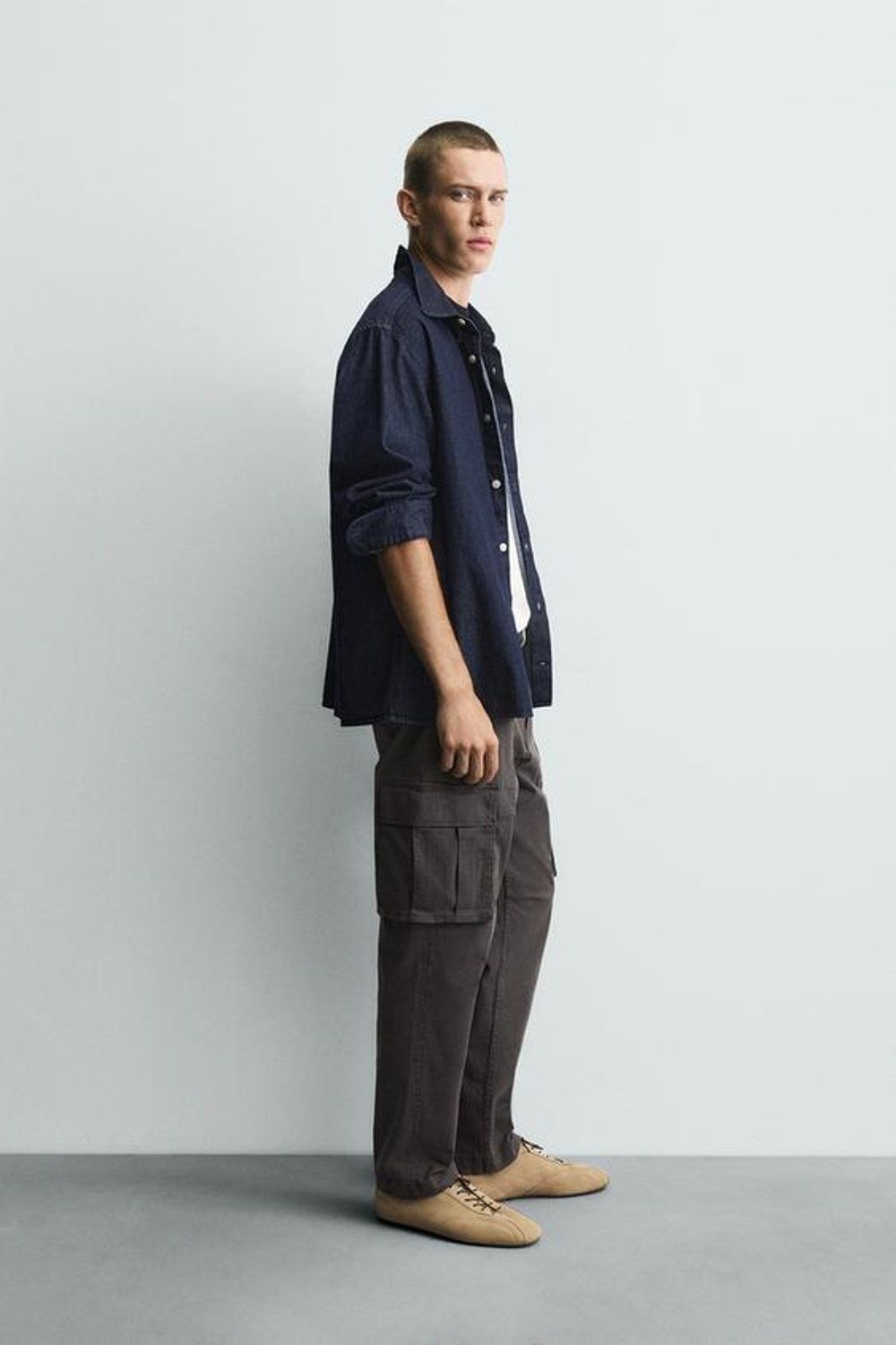 ZARA БРЮКИ КАРГО RELAXED FIT, ТЕМНО-СЕРЫЙ