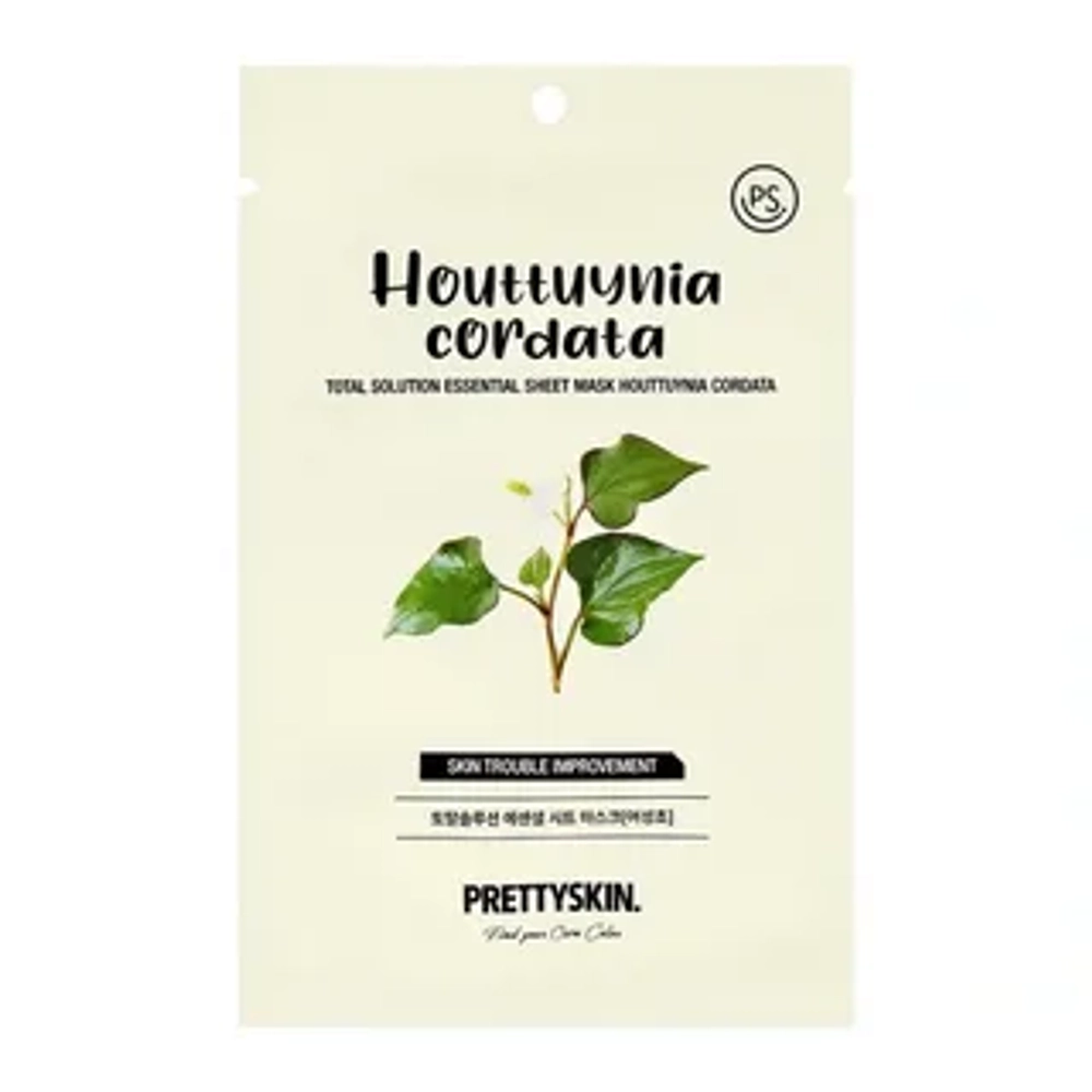 PrettySkin Mask Sheet Houttuynia Cordata Total Solution Essential Маска для лица тканевая с экстрактом хауттюнии сердцелистной, 23 гр