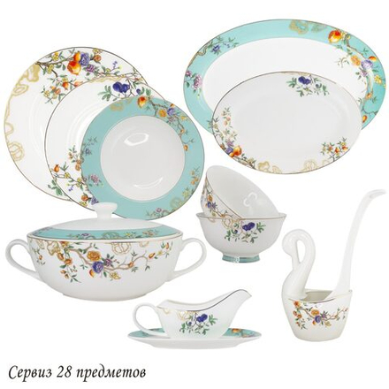Lenardi 145-469 Обеденный сервиз 28пр. HANOMI в под.уп.(х2)Костяной фарфор
