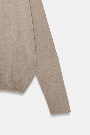 ZARA ФУТБОЛКА С ЭЛАСТИЧНЫМ НИЗОМ, РОЗОВЫЙ МЕЛАНЖ
